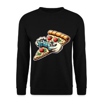 Pizza Gaming Gamer - Unisex Pullover - Schwarz - Vorne - Alina (178cm) & Michal (187cm)
