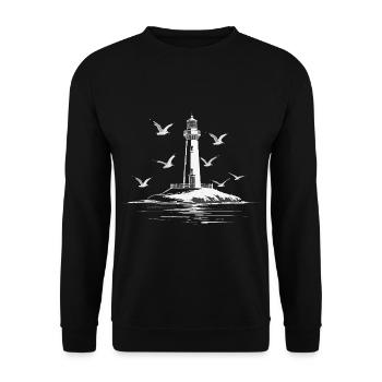 Lighthouse Seagull Harbor Moin Sea Lake - Unisex Sweatshirt - black - Front - Alina (178cm) & Michal (187cm)