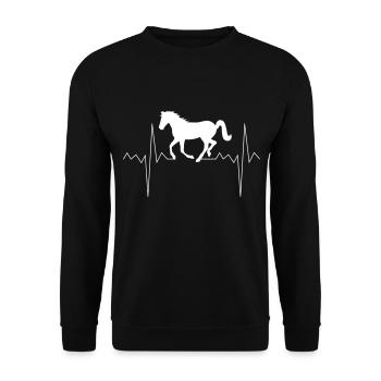 Fréquence cardiaque pouls pouls cheval cavalier cadeau - Sweat-shirt Unisexe - noir - Devant - Alina (178cm) & Michal (187cm)