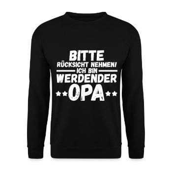 Ich werde Opa - Unisex Pullover - Schwarz - Vorne - Alina (178cm) & Michal (187cm)