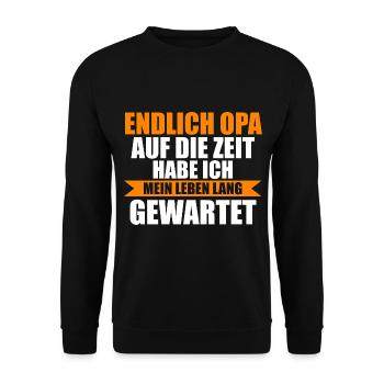 Großvater Großpapa Opi Opa - Unisex Pullover - Schwarz - Vorne - Alina (178cm) & Michal (187cm)