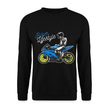 Moto Lifestyle / Moto / Moto motard - Sweat-shirt Unisexe - noir - Devant - Alina (178cm) & Michal (187cm)