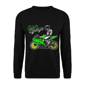 Motorcycle Lifestyle / Motorcycle / Motorcycle biker - Unisex Sweatshirt - black - Front - Alina (178cm) & Michal (187cm)
