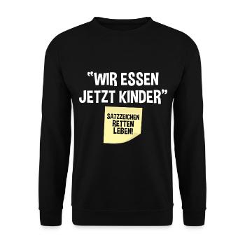 Wir Essen Jetzt Kinder - Unisex Pullover - Schwarz - Vorne - Alina (178cm) & Michal (187cm)