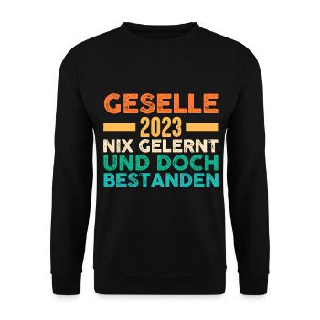 Handwerker Gesellenprüfung 2023 Gesellenbrief Ges - Unisex Pullover - Schwarz - Vorne - Alina (178cm) & Michal (187cm)