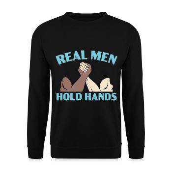 Real Men Holding Hands Arm Wrestling Arm Wrestling - Unisex Sweatshirt - black - Front - Alina (178cm) & Michal (187cm)