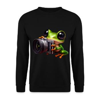 Frog photographer in action - Unisex Sweatshirt - black - Front - Alina (178cm) & Michal (187cm)