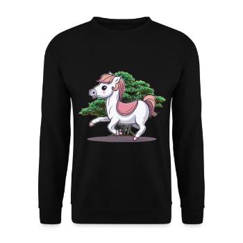 Pony Pferde Pferd Kinder Baby Kind - Unisex Pullover - Schwarz - Vorne - Alina (178cm) & Michal (187cm)