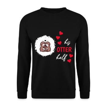 Otter Half Love Gift - Unisex Sweatshirt - black - Front - Alina (178cm) & Michal (187cm)