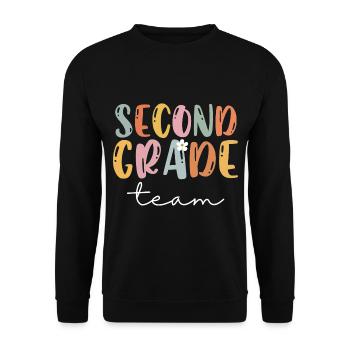 Team Second Grade 2nd Grade School Teacher Gift - Unisex Sweatshirt - black - Front - Alina (178cm) & Michal (187cm)