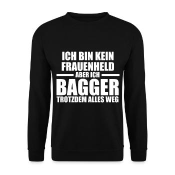 Baggerfahrer Maschinenführer Tiefbauer Bagger - Unisex Pullover - Schwarz - Vorne - Alina (178cm) & Michal (187cm)