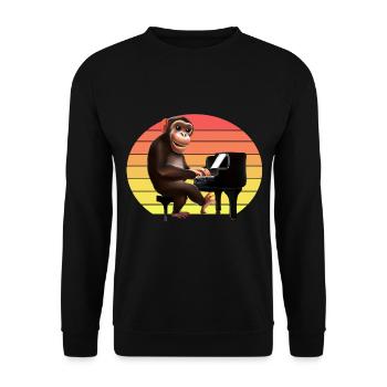 Monkey at the piano - Unisex Sweatshirt - black - Front - Alina (178cm) & Michal (187cm)