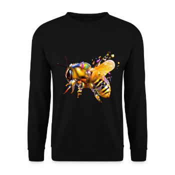 Farbenfrohe Biene - Unisex Pullover - Schwarz - Vorne - Alina (178cm) & Michal (187cm)