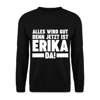 Vorname Erika - Unisex Pullover - Schwarz - Vorne - Alina (178cm) & Michal (187cm)