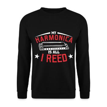 Harmoniciste Harmoniciste Orgue à bouche - Sweat-shirt Unisexe - noir - Devant - Alina (178cm) & Michal (187cm)