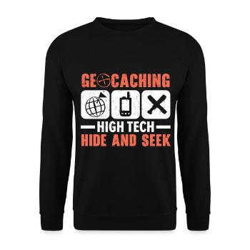 Geocaching High-Tech Hide-and-Seek Geocache - Unisex Sweatshirt - black - Front - Alina (178cm) & Michal (187cm)