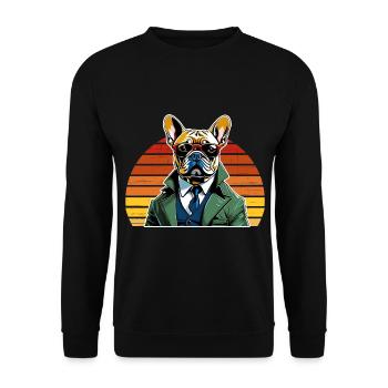 French Bulldog T Shirt Dog funny dog design Hunde - Unisex Pullover - Schwarz - Vorne - Alina (178cm) & Michal (187cm)