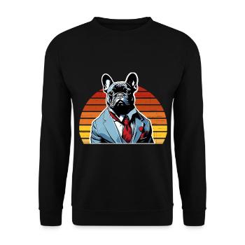 French Bulldog T Shirt Dog funny dog design Hunde - Unisex Pullover - Schwarz - Vorne - Alina (178cm) & Michal (187cm)