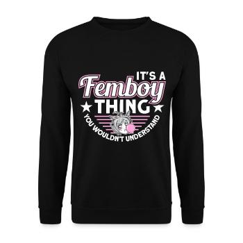 Crossdressing Anime Femboy - Unisex Sweatshirt - black - Front - Alina (178cm) & Michal (187cm)