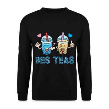 Bes Teas Blasentee Boba Tea - Unisex Pullover - Schwarz - Vorne - Alina (178cm) & Michal (187cm)