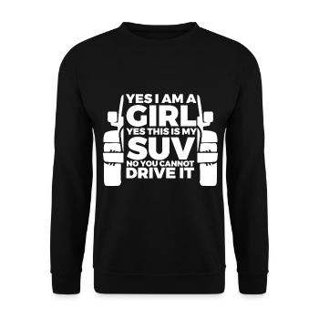 Femme avec véhicule tout-terrain - Sweat-shirt Unisexe - noir - Devant - Alina (178cm) & Michal (187cm)