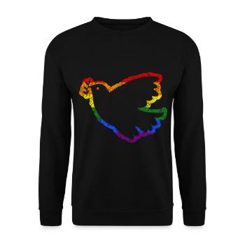 Friedenstaube Peacefahne Ukraine - Unisex Pullover - Schwarz - Vorne - Alina (178cm) & Michal (187cm)