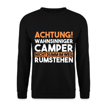 Wohnmobil Wohnwagen Caravan Camping Camper - Unisex Pullover - Schwarz - Vorne - Alina (178cm) & Michal (187cm)