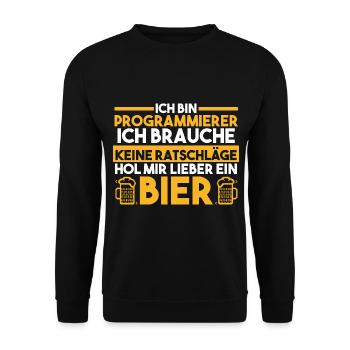 Programmieren Entwickler Coder Bier Programmierer - Unisex Pullover - Schwarz - Vorne - Alina (178cm) & Michal (187cm)