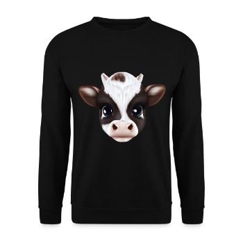 Cute cow face - Farm - Unisex Sweatshirt - black - Front - Alina (178cm) & Michal (187cm)