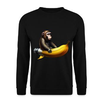 Rocket Banana Monkey Astronaut - Unisex Sweatshirt - black - Front - Alina (178cm) & Michal (187cm)