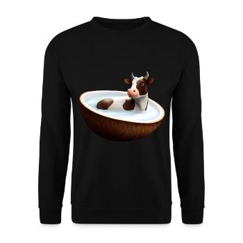 Cow in coconut - Unisex Sweatshirt - black - Front - Alina (178cm) & Michal (187cm)
