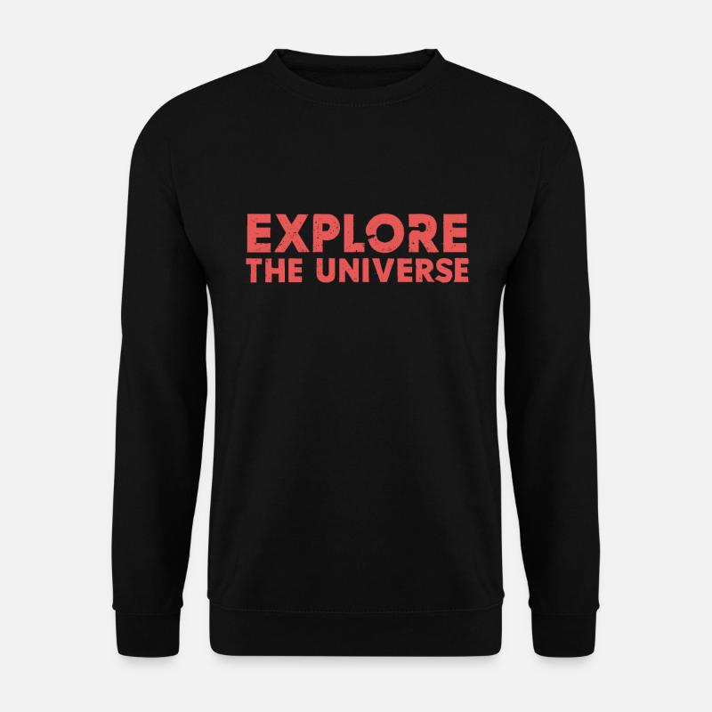 "Explore the universe" Text, rot - Unisex Pullover - Schwarz