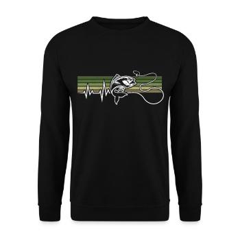 HEARTBEAT FISHING ECG FISHING FISHING HOOK ANGLER - Unisex Sweatshirt - black - Front - Alina (178cm) & Michal (187cm)