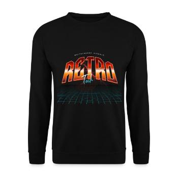Retro Tech Neon Synthwave - Unisex Pullover - Schwarz - Vorne - Alina (178cm) & Michal (187cm)