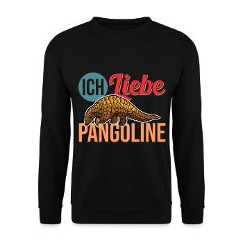 Vintage Retro Schuppentier Pangolin - Unisex Pullover - Schwarz - Vorne - Alina (178cm) & Michal (187cm)
