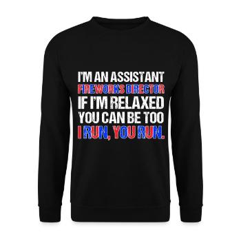 Drôle de feu d’artifice pyrotechnicien disant - Sweat-shirt Unisexe - noir - Devant - Alina (178cm) & Michal (187cm)