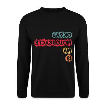 Gibt Wichtigeres Bobber Motorradfahrer Motorrad - Unisex Pullover - Schwarz - Vorne - Alina (178cm) & Michal (187cm)