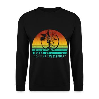Retro Kamera Film Kino Filmemacher - Unisex Pullover - Schwarz - Vorne - Alina (178cm) & Michal (187cm)
