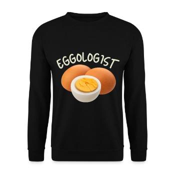 Ei, Eier, lustiger Spruch - Unisex Pullover - Schwarz - Vorne - Alina (178cm) & Michal (187cm)