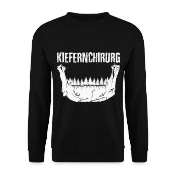 Kiefernchirurg Lustiger Spruch - Unisex Pullover - Schwarz - Vorne - Alina (178cm) & Michal (187cm)