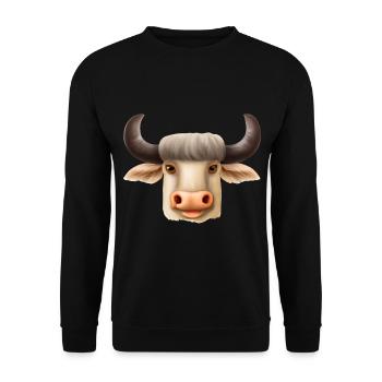 Cute drawn buffalo - Unisex Sweatshirt - black - Front - Alina (178cm) & Michal (187cm)