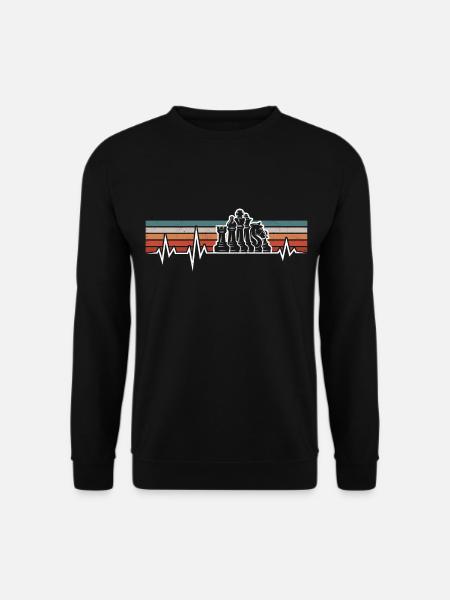 SCHACH HERZSCHLAG EKG SCHACHFIGUREN SCHACHSPIELER - Unisex Pullover - Schwarz