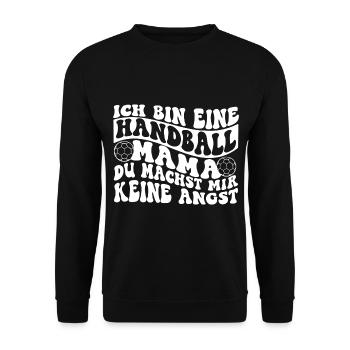 Handball Mamalustiger Spruch - Unisex Pullover - Schwarz - Vorne - Alina (178cm) & Michal (187cm)