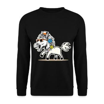 lustig witzig spaßig Pferd Pferde Gaul Kinder Kind - Unisex Pullover - Schwarz - Vorne - Alina (178cm) & Michal (187cm)