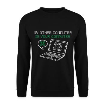 Hacker Mein Anderer Computer Ist Deiner - Unisex Pullover - Schwarz - Vorne - Alina (178cm) & Michal (187cm)