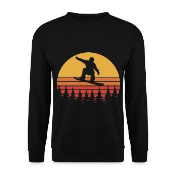 Snowboard Retro Sunset – White & Yellow - Unisex Sweatshirt - black - Front - Alina (178cm) & Michal (187cm)