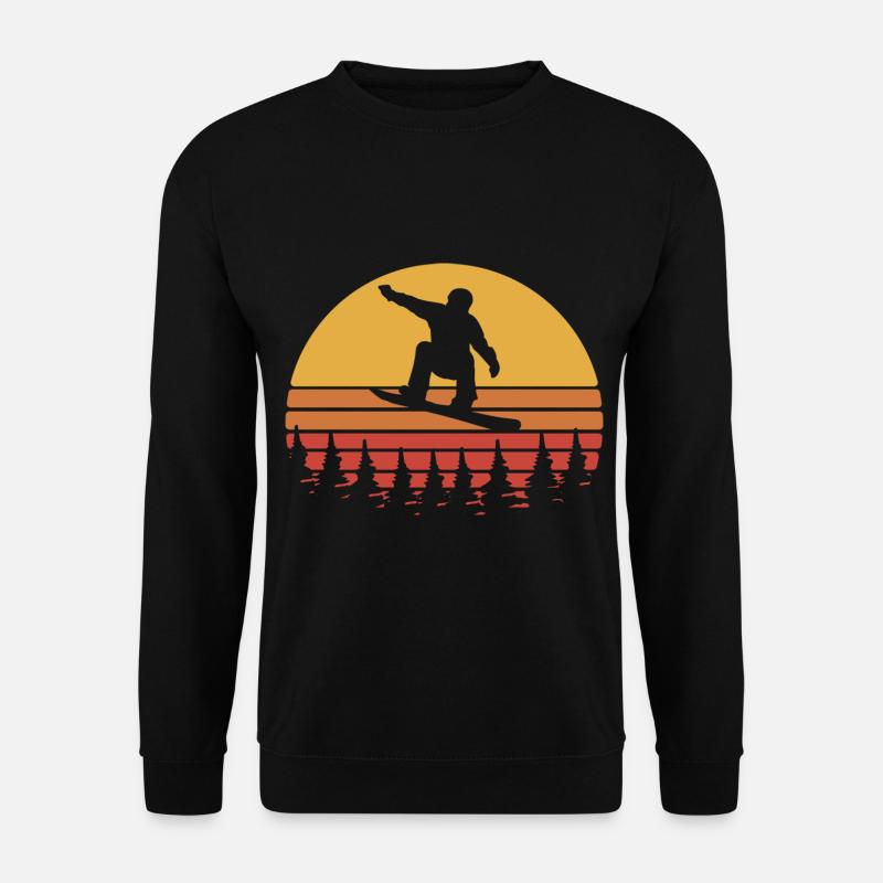 Snowboard Retro Sunset – White & Yellow - Unisex Sweatshirt - black