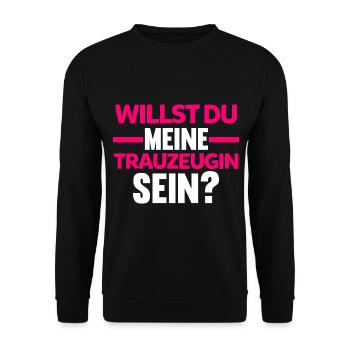 Willst du meine Trauzeugin sein? - Unisex Pullover - Schwarz - Vorne - Alina (178cm) & Michal (187cm)