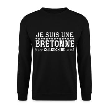 je suis une bretonne qui déchire | bretonne ! - Sweat-shirt Unisexe - noir - Devant - Alina (178cm) & Michal (187cm)