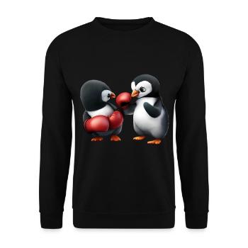 Penguin Boxing Match - Unisex Sweatshirt - black - Front - Alina (178cm) & Michal (187cm)